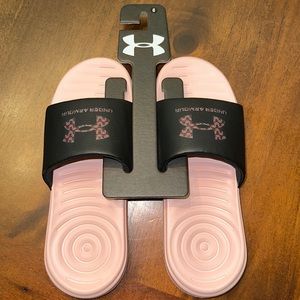 Under Armour Slides - Size: 6 - Pink & Black - 💥NWOT💥